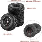1/8 RC Short Course Truck Tires and Wheels 17mm Hex OD 140mm 1/7 All Terrain Off Road Tyres for 1:7 1:8 RC Buggy Truck Car HSP TRAXXAS UDR DF7 FS Atom ARRMA Mojave YK4072 DF7 4PCS (Black) - Image 3