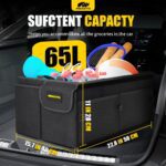 MIKKUPPA Car Trunk Organizer - 65L Collapsible Trunk Organizer with Lid, Sturdy Car Storage for SUV Auto Truck Van with Adjustable Straps and Non Slip Bottom (Black) - Image 3