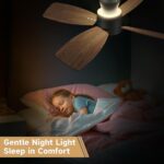 Roomratv Ceiling Fans with Lights,42 inch Flush Mount Ceiling Fan with Night Light,Quiet Reversible DC Motor Dimmable Lighting Modern Low Profile Ceiling Fan with Light Black - Image 5