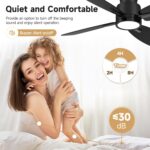 Roomratv Ceiling Fans with Lights,42 inch Flush Mount Ceiling Fan with Night Light,Quiet Reversible DC Motor Dimmable Lighting Modern Low Profile Ceiling Fan with Light Black - Image 7