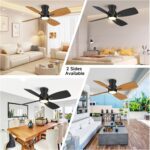 Roomratv Ceiling Fans with Lights,42 inch Flush Mount Ceiling Fan with Night Light,Quiet Reversible DC Motor Dimmable Lighting Modern Low Profile Ceiling Fan with Light Black - Image 10