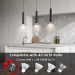 Modern Black Pendant Light Fixture for Kitchen Island, 1-Light Pendant Lighting, Lights Cord Adjustable, Matching GU10 lamp Holder,for Living Room Bedroom Dining Room（Wide Beam Angle）(3 Pack) - Image 4