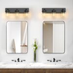 IZORRO Bathroom Vanity Light Fixture, 3-Light 22 Inch Matte Black Bathroom Light Fixtures Over Mirror, with Clear Glass Shade, Modern Farmhouse Vanity Lights, Rustic Restroom Lighting Fixtures - Image 7