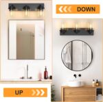 IZORRO Bathroom Vanity Light Fixture, 3-Light 22 Inch Matte Black Bathroom Light Fixtures Over Mirror, with Clear Glass Shade, Modern Farmhouse Vanity Lights, Rustic Restroom Lighting Fixtures - Image 9