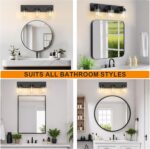IZORRO Bathroom Vanity Light Fixture, 3-Light 22 Inch Matte Black Bathroom Light Fixtures Over Mirror, with Clear Glass Shade, Modern Farmhouse Vanity Lights, Rustic Restroom Lighting Fixtures - Image 10