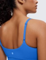 CRZ YOGA Womens Butterluxe Adjustable Spaghetti Strap Sports Bra - Scoop Neck Wireless Padded Yoga Workout Crop Top - Image 4