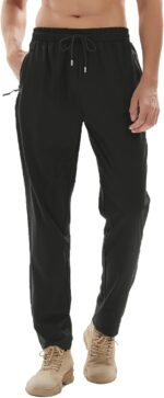 Men's Lightweight Quick Dry Hiking Running Pants Outdoor Sports Breathable Zipper Pockets Athletic Work Pants - Image 9