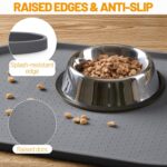 Hubulk 100% Waterproof Silicone Pet Feeding Mat with Raised Edge for Food and Water, Dog Bowl Mats, Cat Bowls Placemat with High Lip Protects Floor for Cats and Dogs (Gray, 16" L x 10" W) - Image 4
