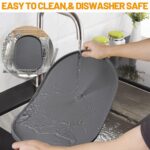 Hubulk 100% Waterproof Silicone Pet Feeding Mat with Raised Edge for Food and Water, Dog Bowl Mats, Cat Bowls Placemat with High Lip Protects Floor for Cats and Dogs (Gray, 16" L x 10" W) - Image 8