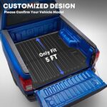 AOMSAZTO Floor Mats and 5FT Truck Bed Mat for 2024 2025 Ford Ranger SuperCrew Cab - 1st & 2nd Row Full Set Car Accessories Custom Fit All Weather Cargo Liner for Ford Ranger - Black - Image 9