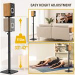 Mounting Dream Black Alloy Steel Speaker Stands, Height Adjustable Bookshelf Speaker Stand Pair, Universal Fit, 11 lbs Capacity, Set of 2 for Bose Polk JBL Sony Yamaha - 42" Max Height - Image 3