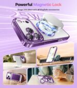 Meifigno Designed for iPhone 17 Pro Case 6.3", [Glitter Card & Wrist Strap] [Compatible with MagSafe] [2X HD Screen Protectors] Surround Raised Lens Protection for 17 Pro Phone Case for Women, Purple - Image 5