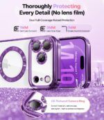 Meifigno Designed for iPhone 17 Pro Case 6.3", [Glitter Card & Wrist Strap] [Compatible with MagSafe] [2X HD Screen Protectors] Surround Raised Lens Protection for 17 Pro Phone Case for Women, Purple - Image 6