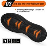 LAoutun Steel Toe Shoes for Men Women Work Shoes Safety Sneakers Shoes Comfortable Lightweight Puncture Proof Slip on Indestructible Work Shoes - Image 5