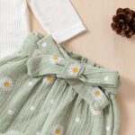 fhutpw Newborn Baby Girl Clothes Rib Frill Long Sleeve Romper Daisy Flared Pants Headband Set 3pcs Fall Winter Outfits - Image 6