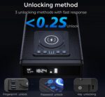 Smart Biometric Safe with Wireless Charging for Phone & Watch, 3 Access Methods to Unlock, Nightstand Drawer Safe LED Display with Humidity & Temperature Monitoring, Stopbox for Cash and Valuables - Image 6