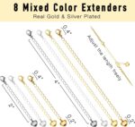 8Pcs Mixed Color Necklace Extenders for Women, Fadeless, Hypoallergenic Bracelet Chain Extenders Set in 14k 18k Gold Plated or Silver, Extensions 2", 4" Inches (Mixed Color (8PCs)) - Image 3