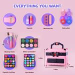 Kids Makeup Sets for Girls, 66pcs Real Cosmetic for Kids Toys with Mirror, Princess Washable Girls Makeup Kit, Non-Toxic & Safe Brithday Gifts for 3 4 5 6 7 8 - 12 Years Old（Pink Black） - Image 3