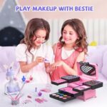 Kids Makeup Sets for Girls, 66pcs Real Cosmetic for Kids Toys with Mirror, Princess Washable Girls Makeup Kit, Non-Toxic & Safe Brithday Gifts for 3 4 5 6 7 8 - 12 Years Old（Pink Black） - Image 4