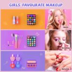 Kids Makeup Sets for Girls, 66pcs Real Cosmetic for Kids Toys with Mirror, Princess Washable Girls Makeup Kit, Non-Toxic & Safe Brithday Gifts for 3 4 5 6 7 8 - 12 Years Old（Pink Black） - Image 6