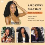 Afro Kinkys Bulk Human Hair for Dreadlock Extensions Repair Locs Afro Kinky-Curly Bulk Human Hair for Mini Twist 100% Real Human Hair for Braiding Micro Locs Extensions 16Inch(1B,35g/pack) - Image 3