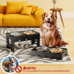 Elevated Dog Bowls with 2 Stainless Steel Bowls, Raised Dog Food Bowl Stand 5 Height Adjustable (3.1", 9", 10", 11", 12") Non-Slip Feeder Station Set for Medium and Large Dogs - Black - Image 8