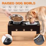Elevated Dog Bowls with 2 Stainless Steel Bowls, Raised Dog Food Bowl Stand 5 Height Adjustable (3.1", 9", 10", 11", 12") Non-Slip Feeder Station Set for Medium and Large Dogs - Black - Image 9