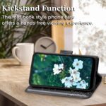 for Moto G Power 2022 Case Wallet,Women Flip Cover with Butterfly Embossed PU Leather Kickstand Credit Card Holder Slots Magnetic Wrist Strap Purse Case (Black) - Image 3