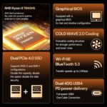 Mini Gaming PC AMD Ryzen 9 7940HS 64GB DDR5 2TB SSD 5600 MHz RAM, Desktop Gaming Mini Computers, Radeon 780M Graphics, 2.5Gbps LAN, HDMI 2.1, 8K USB 4.0 Wi-Fi 6E/BT5.3 - Image 4