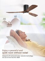 Sofucor 52 Inch Ceiling Fan with Lights and Remote, Flush Mount Low Profile Wood Ceiling Fan for Indoor Farmhouse Bedroom Living Room Outdoor Patio Porch, 3 Blades, Reversible DC Motor, Brown - Image 5