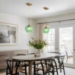 Green Glass Pendant Light, 7 Inch Modern Gold Pendant Lighting Vintage Ceiling Fixtures Mini Hanging Lamp for Kitchen Island Dining Room Restaurant Sink Foyer Entryway - Image 6