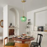 Green Glass Pendant Light, 7 Inch Modern Gold Pendant Lighting Vintage Ceiling Fixtures Mini Hanging Lamp for Kitchen Island Dining Room Restaurant Sink Foyer Entryway - Image 7