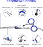 Professional 6 in1 Dog Grooming Scissors Kit, Titanium Coated Dog Scissors for Grooming, Grooming Shears Kit for Dogs Cat Pet At Home - Image 6