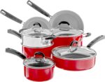 Cuisinart 54C-11R 11-Piece Ceramica XT Nonstick Cookware Set, Red/Stainless Steel - Image 3