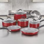 Cuisinart 54C-11R 11-Piece Ceramica XT Nonstick Cookware Set, Red/Stainless Steel - Image 5