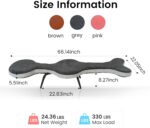 3 in 1 Chaise Lounge Folding Sofa Chair Table Bed, 63 Inches Oversized Comfy Linen Reading Chair for Adults, Convertible Sleeper Chair Rv Couch Sofa for Living Room Bedroom Office Indoor(Grey) - Image 3
