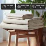 SONORO KATE 100% French Pure Linen Sheets, Breathable and Durable Linen Sheets, Anti-Tear Linen Bed Sheets, Machine Washable, 16 Inch Deep Pocket - 4 Piece (Natural Linen, California King) - Image 7