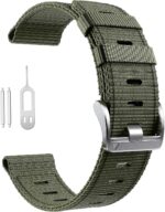 for Garmin Instinct/Instinct 2 Band, Soft Nylon Instinct3 45mm Replacement Watch Strap Compatible with Garmin 22mm Instinct2 Tactical/Tide/Esports/Solar (Green (Silver Buckle)) - Image 9