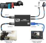 4K HDMI Capture Card for Streaming, Full HD 1080P 60FPS USB Cam Link Game Audio Video Capture Card Nintendo Switch/PS5/3ds/Xbox/PS4 (Black) - Image 3