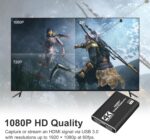4K HDMI Capture Card for Streaming, Full HD 1080P 60FPS USB Cam Link Game Audio Video Capture Card Nintendo Switch/PS5/3ds/Xbox/PS4 (Black) - Image 7