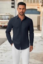COOFANDY Men's Long Sleeve Button Down Shirts Casual Untucked Dress Shirt Beach Wedding Shirts - Image 3