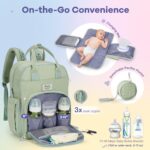RUVALINO Diaper Bag Backpack, Multifunction Travel Pack Maternity Baby Changing Bags, Large Capacity, Waterproof, Light Green - Image 5