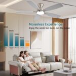 Ceiling Fans with Lights, 52 Inch Low Profile Ceiling Fan with Light and Remote Control, Flush Mount, DC Reversible Motor, Noiseless, Nickel 6 Speeds Ceiling Fan for Bedroom - Image 6