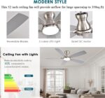Ceiling Fans with Lights, 52 Inch Low Profile Ceiling Fan with Light and Remote Control, Flush Mount, DC Reversible Motor, Noiseless, Nickel 6 Speeds Ceiling Fan for Bedroom - Image 7