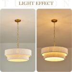 20”Hand Woven Rattan Chandelier Boho Pendant Light Adjustable Coastal Pendant Light for Kitchen Island Dining Living Room, White, UL Listed - Image 8