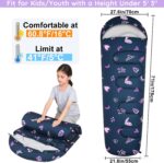 FIOBEE Kids Sleeping Bag for Girls Boys 3 Season Warm & Cool Weather Youth Camping Sleeping Bags with Backpacking Bag Waterproof for Traveling Hiking Indoor Outdoor Camping Essentials - Image 3