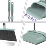 kelamayi Upgrade Broom and Dustpan Set, Large Size and with Long Handle, Upright,Ideal for Indoor Outdoor Garage Kitchen Room Office Lobby Use (Green) - Image 4