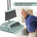 kelamayi Upgrade Broom and Dustpan Set, Large Size and with Long Handle, Upright,Ideal for Indoor Outdoor Garage Kitchen Room Office Lobby Use (Green) - Image 5