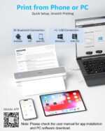 Inkless Portable Printer for Travel, Wireless Thermal Printer Support 8.5 x 11 Inch US Letter A4 B5, Bluetooth Mobile Printers with iOS, Android, Laptop for Home Use, Car, Office, School, Grey - Image 4