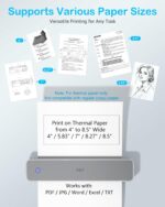 Inkless Portable Printer for Travel, Wireless Thermal Printer Support 8.5 x 11 Inch US Letter A4 B5, Bluetooth Mobile Printers with iOS, Android, Laptop for Home Use, Car, Office, School, Grey - Image 6